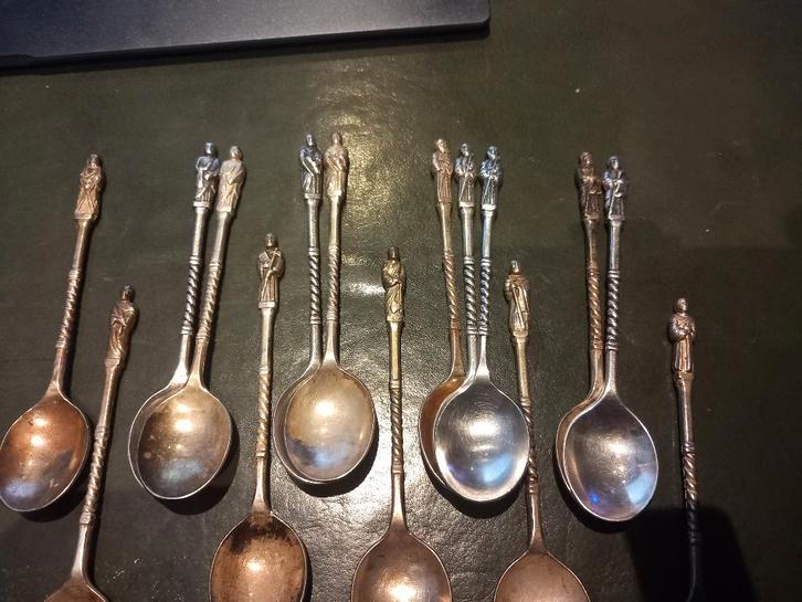 De 12 Apostelen verzilverde theelepels., Huis en Inrichting, Keuken | Bestek, Gebruikt, Los bestek, Overige materialen, Ophalen of Verzenden