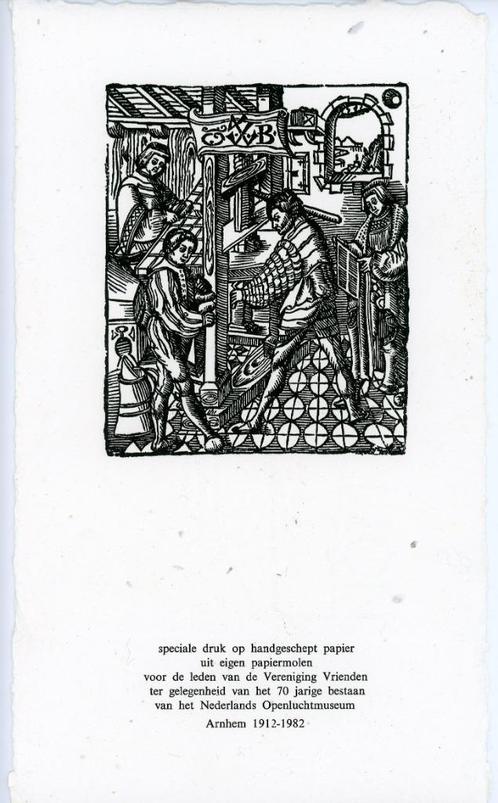 Prent boekdrukker op handgeschept papier, Verzamelen, Foto's en Prenten, Nieuw, Prent, Overige onderwerpen, 1980 tot heden, Ophalen of Verzenden
