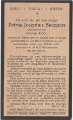 Petrus J. Sneepers 1882 Mheer + 1931 Mheer / Margraten, Verzamelen, Verzenden, Bidprentje