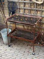 Metalen trolley, butlertray met glazen platen, Ophalen