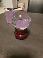 Glazen kristal bol op houten voet, Antiek en Kunst, Antiek | Glas en Kristal, Ophalen of Verzenden