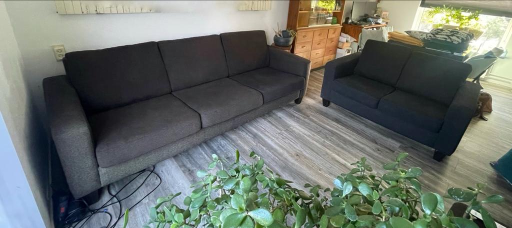 Stevig Bankstel 1x 3-zits en 1x 2-zits, Huis en Inrichting, Ophalen, Gebruikt, Driepersoons, 75 tot 100 cm