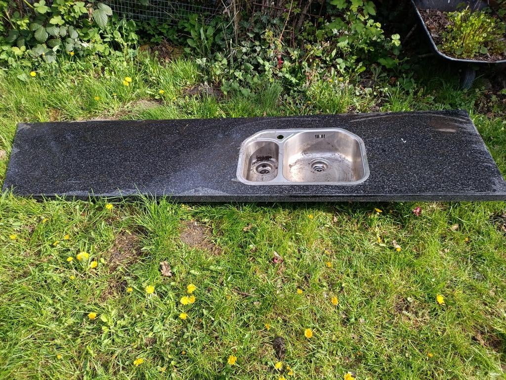 gratis aanrechtblad met spoelbak, Ophalen, Gebruikt, Graniet of Steen