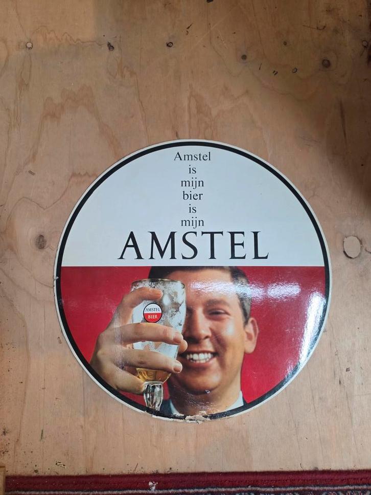 Vintage Amstel Bier Reclamebord - "Amstel is mijn bier", Verzamelen, Merken en Reclamevoorwerpen, Gebruikt, Reclamebord, Ophalen of Verzenden