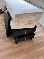 Boxspring 140cm breed - Zwart met matras, Ophalen, Gebruikt, Zwart, 140 cm