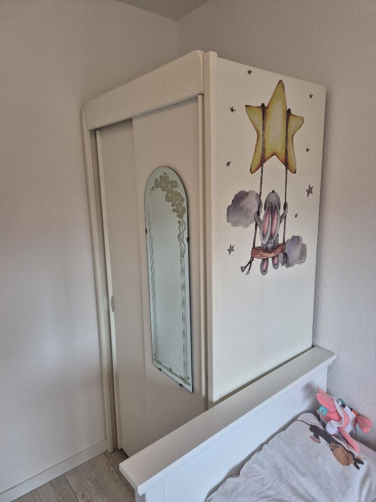 Schuifdeurkast MDF met spiegel Hoog 204 breed 101diep 63 cm, Huis en Inrichting, Kasten | Kledingkasten, Ophalen, Met deur(en)
