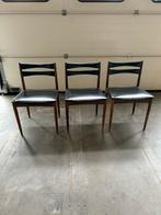 Drie vintage eetkamerstoelen, Ophalen, Gebruikt, Hout, Drie