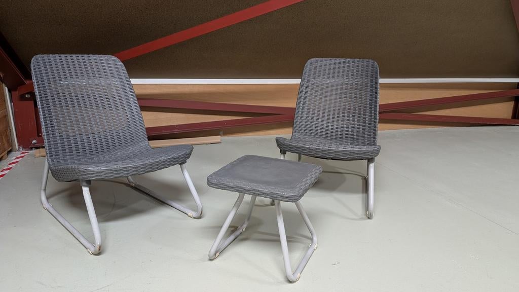 KETER loungestoeltjes incl. tafeltje (grijs), Tuin en Terras, Ophalen, Gebruikt