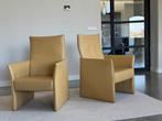 Set van 2 design stoelen in zacht geel leer, Twee, Overige kleuren, Leer, Ophalen of Verzenden
