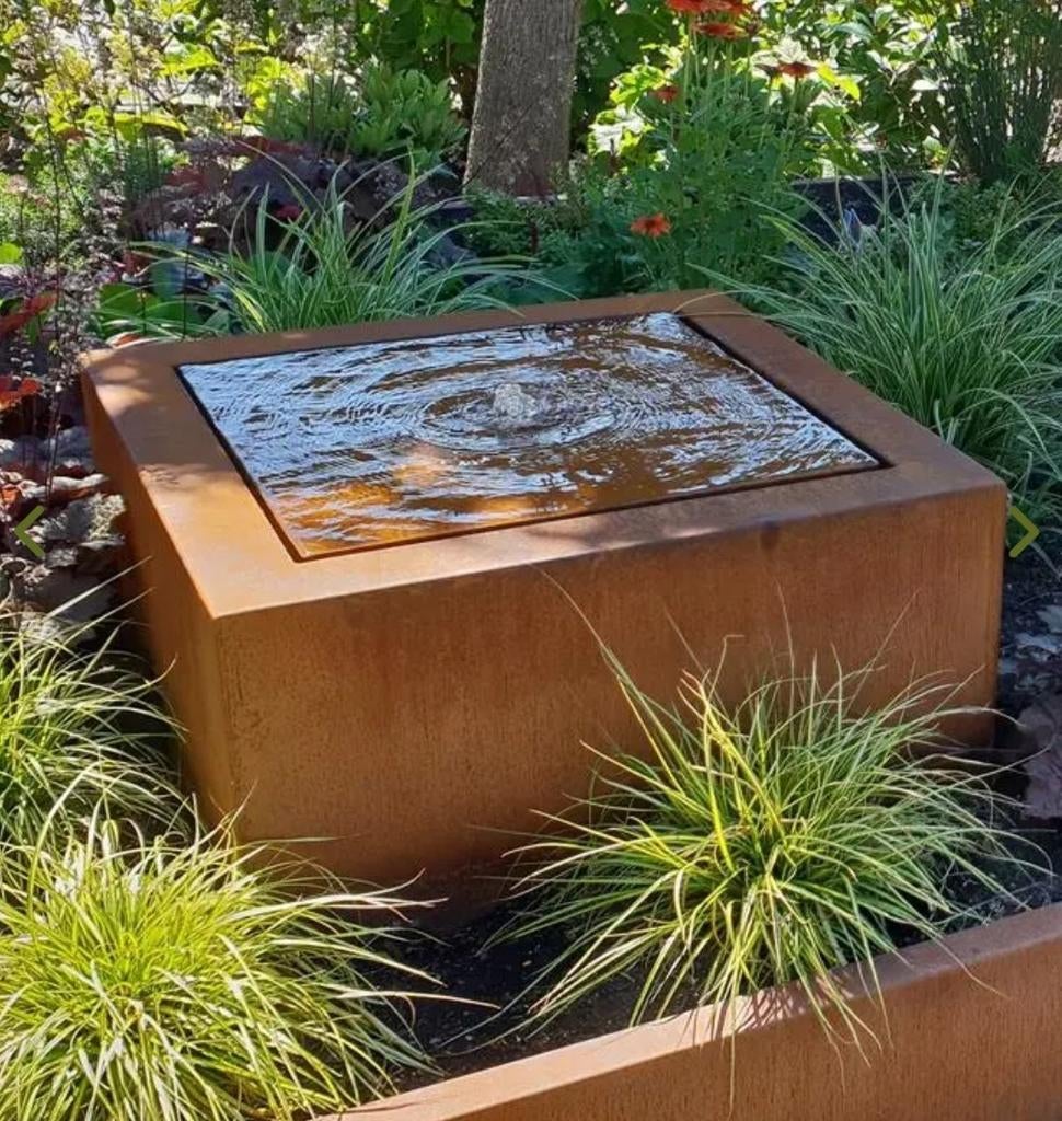 Watertafel Cortenstaal 80x80x40 cm, Ophalen, Nieuw, Gietijzer, Fontein