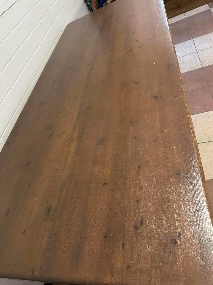 Landelijke eettafel 210x90x4cm, Huis en Inrichting, Tafels | Sidetables, Zo goed als nieuw, 25 tot 50 cm, 150 tot 200 cm, Rechthoekig