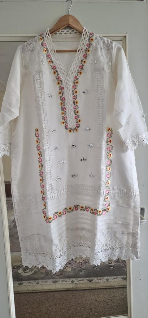 /Pakistaanse indias Kameez Shalwar, Overige typen, Wit, Maat 42/44 (L), Nieuw