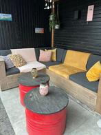 Robuuste houten hoekbank met kussens Dutch Wood, Ophalen, 5 zitplaatsen, Gebruikt, Hout