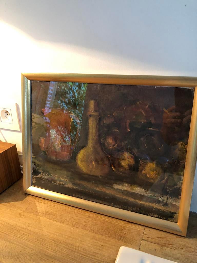 KUNST SCHILDERIJ PAPIER STILLEVEN FRANS, Antiek en Kunst, Kunst | Schilderijen | Klassiek, Ophalen of Verzenden