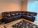 Donkerbruine leren hoekbank met 3 relaxfuncties te koop, Huis en Inrichting, Banken | Complete zithoeken, Ophalen, Zo goed als nieuw