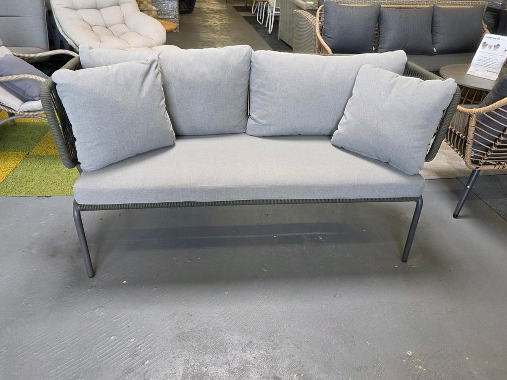 Tuinbank van touw, loungebank, groen, 3-zits, Ophalen of Verzenden, Aluminium