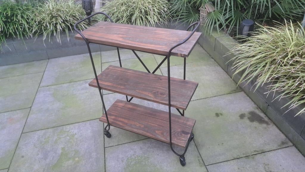 Houten Dienblad Trolley met 3 Niveaus, Ophalen of Verzenden, Gebruikt