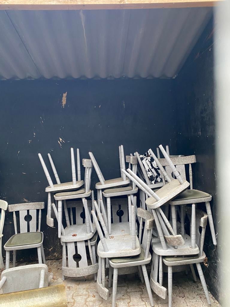 Keukenstoelen cafestoelen mancave 18 stuks, Ophalen, Gebruikt, Vintage, Grijs