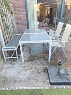 Tuinset met tafel, bankje en 2 verstelbare stoelen, Ophalen, 4 zitplaatsen, Gebruikt, Bank