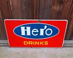 Tof en groot emaille bord van Hero Drinks, Langcat Bussum., Reclamebord, Gebruikt, ., Ophalen of Verzenden