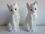 2 witte gipsen beelden van poezen poes kat katten, Ophalen of Verzenden, Gebruikt, Dier