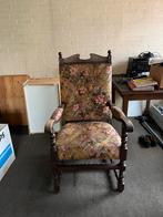 fauteuil / troonstoel met bloemenpatroon, Huis en Inrichting, Fauteuils, Ophalen, Hout, 50 tot 75 cm