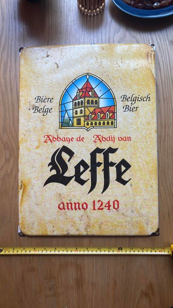 Origineel Leffe emaille bierbord reclamebord, Ophalen, Zo goed als nieuw, Reclamebord, Plaat of Schild, Overige merken