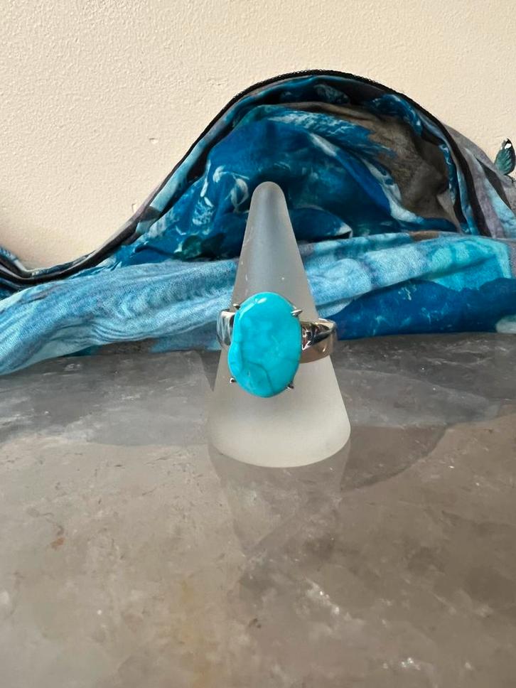 Turkoois turquoise sleeping beauty Arizona zeldzaam uniek, Sieraden, Tassen en Uiterlijk, Ringen, Nieuw, Dame of Heer, Blauw, Zilver