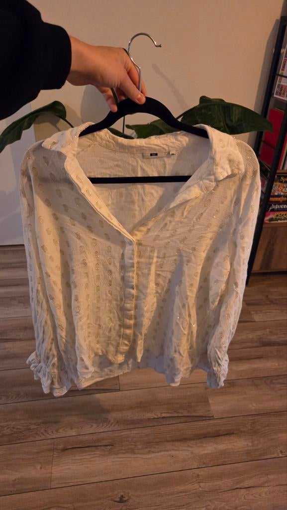 WE Fashion Blouse XXL Wit met Glimmentjes en Stretch, Maat 46/48 (XL) of groter, Ophalen of Verzenden, Zo goed als nieuw, Wit