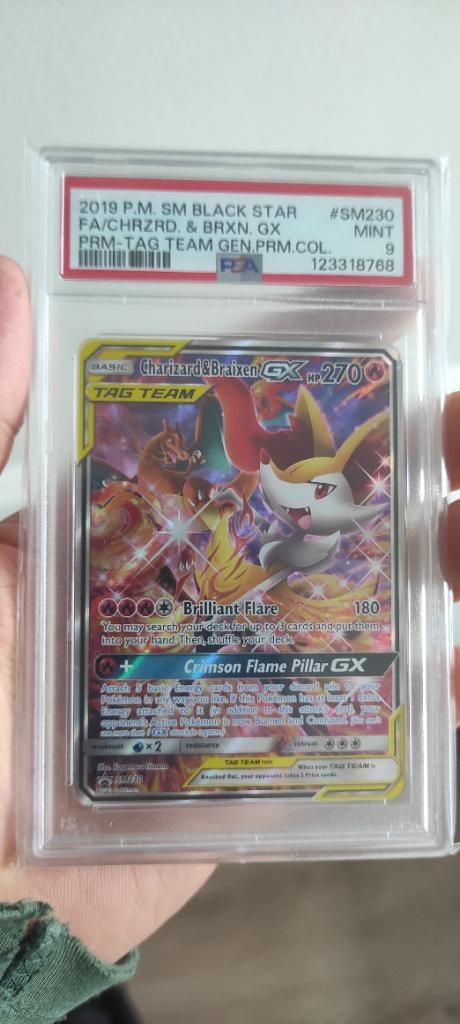 Charizard & Braixen GX #SM230, Ophalen of Verzenden, Zo goed als nieuw, Losse kaart, Foil