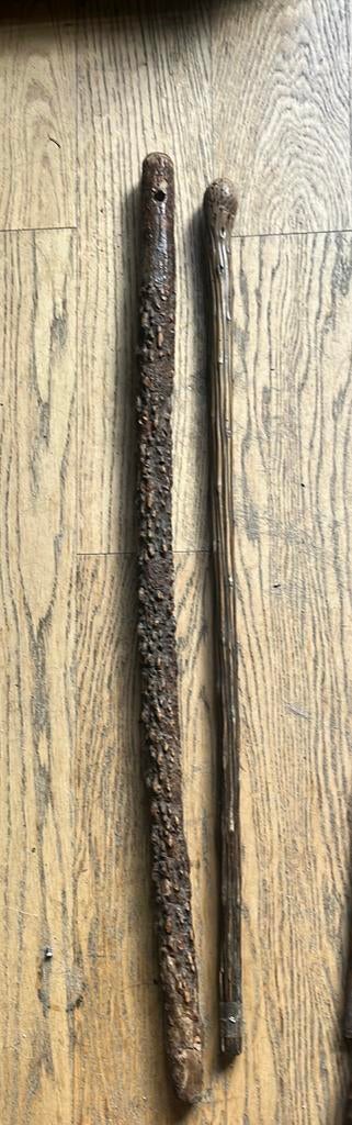 Twee rustieke wandelstokken uit takhout, Ophalen of Verzenden, Zo goed als nieuw