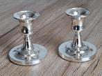 2 Mooie Vintage Silver plated Metal Kandelaars Groen Fluweel, Overige materialen, Gebruikt, Overige kleuren, Verzenden
