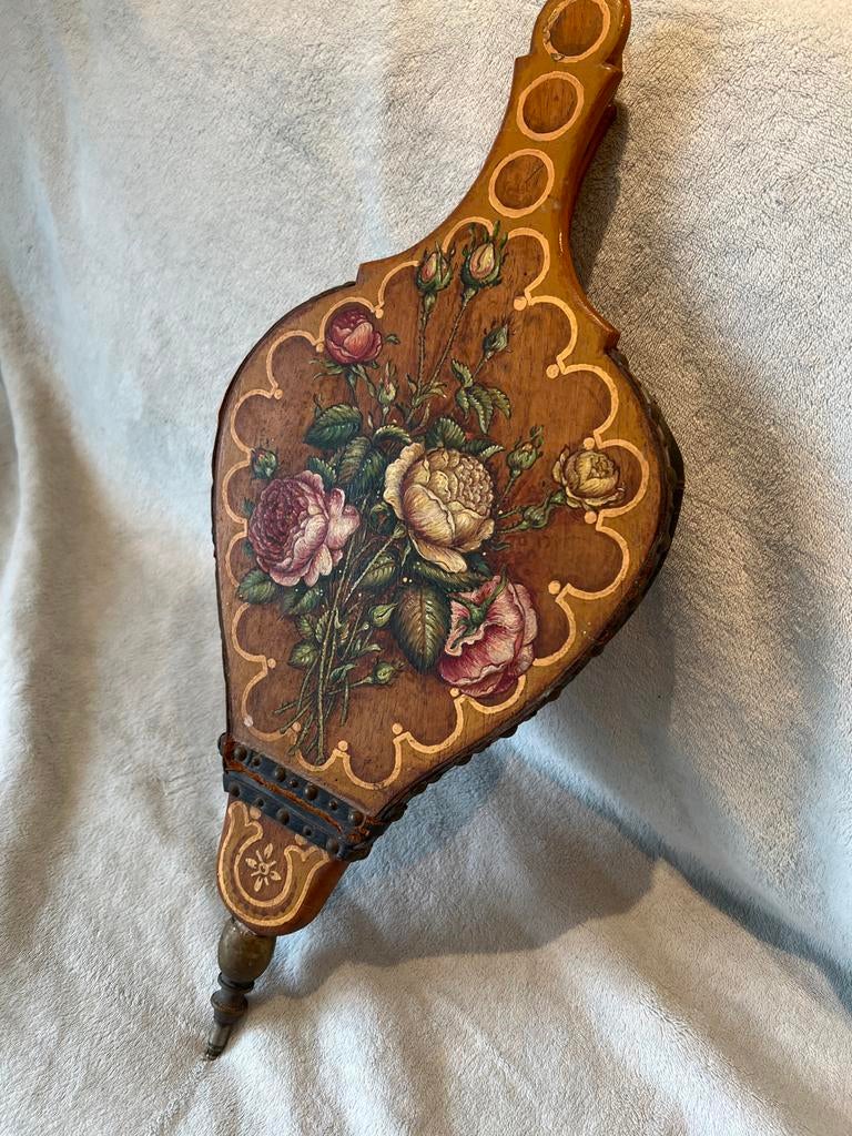 Blaasbalg handbeschilderd met koperen blaaspijp, Antiek en Kunst, Ophalen of Verzenden