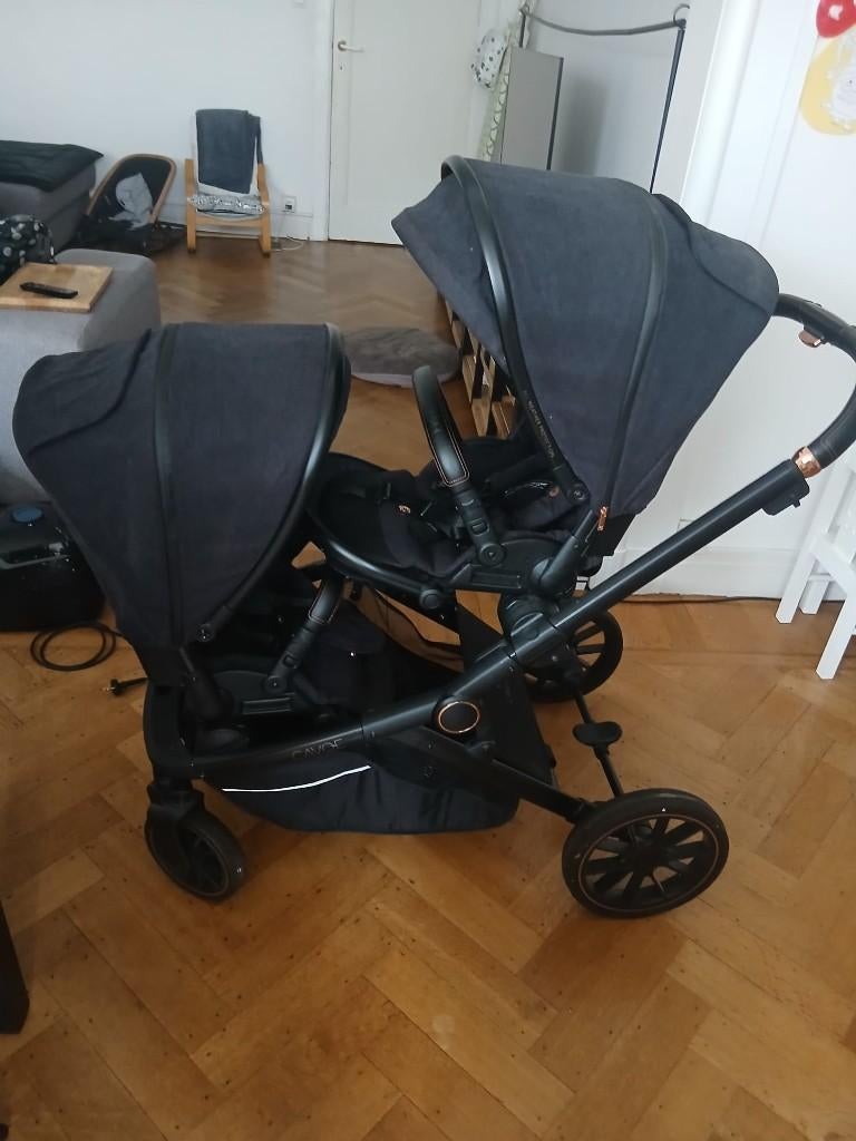 Luxe CAVOE Duo Kinderwagen – Volledig & Zo Goed Als Nieuw, Verstelbare duwstang, Zo goed als nieuw, Combiwagen, Ophalen