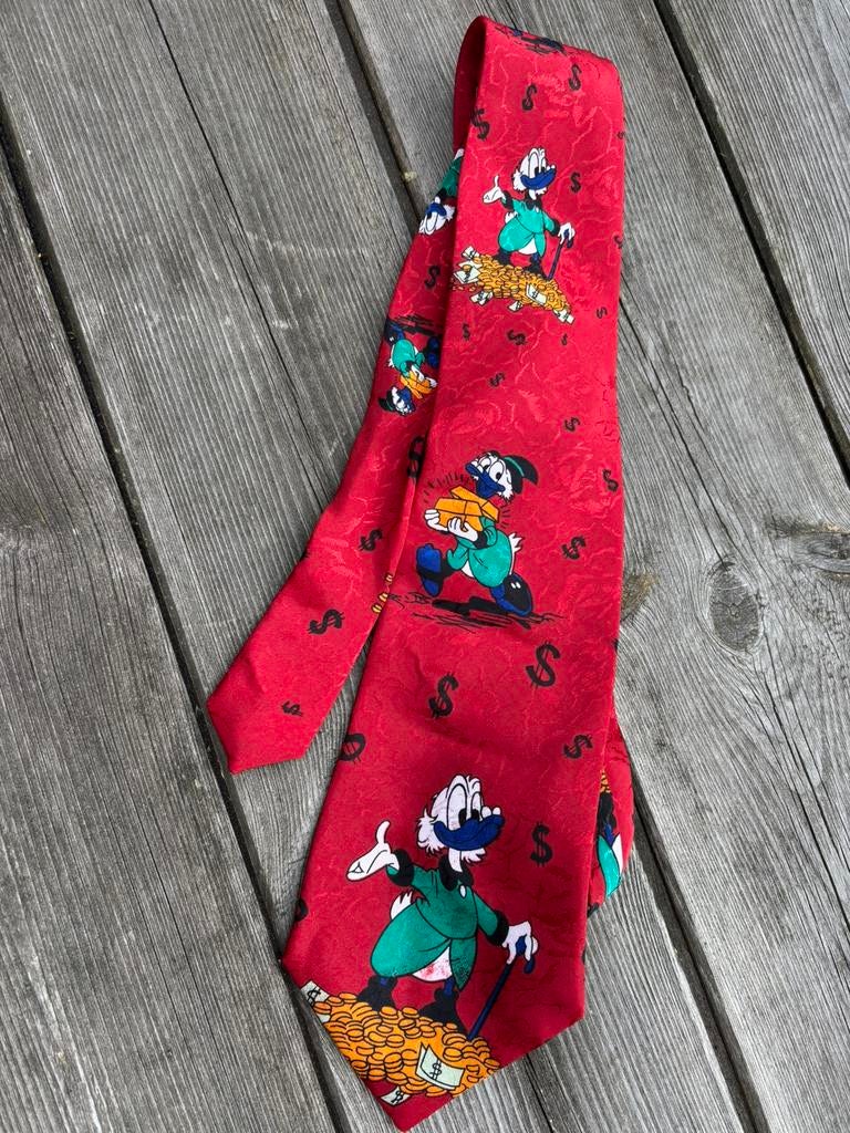 Stropdas Dagobert Duck silk, Verzenden, Rood