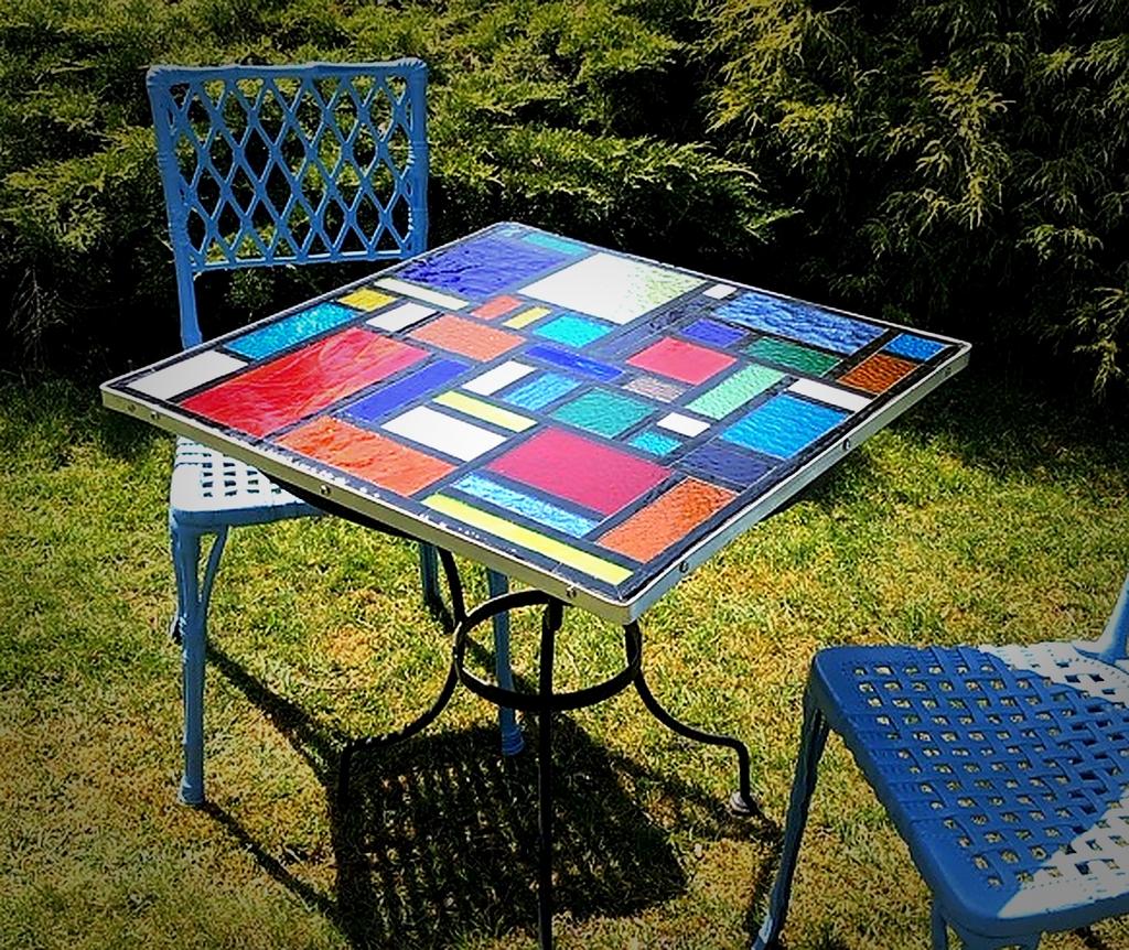 Mozaïek tafelblad 60x60 cm tuintafel bistrotafel kleurrijk, Ophalen of Verzenden, Nieuw, Vierkant, Overige materialen