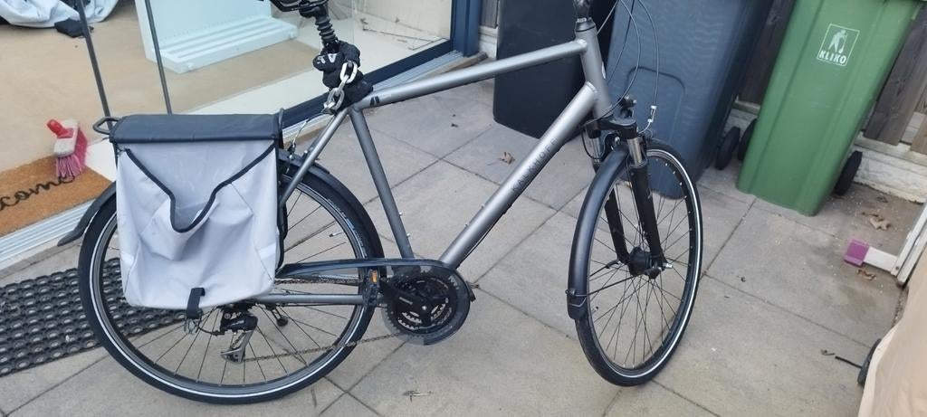 Kalkhoff fiets met versnellingen en fietstassen, Gebruikt, Versnellingen, 57 tot 61 cm, Ophalen