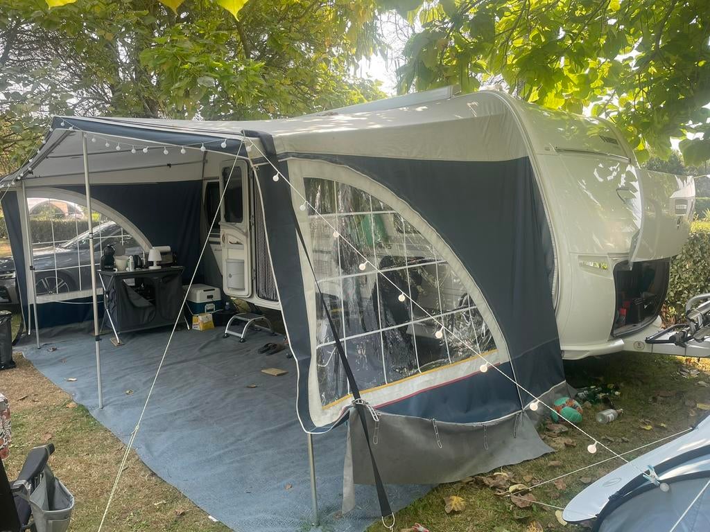 Voortent caravan Dorema blauw, grijs dak, Caravans en Kamperen, Ophalen, Gebruikt