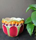 Jugendstil majolica bloempot, gemerkt Warnow, Antiek en Kunst, Ophalen of Verzenden