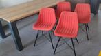 4 Rode Eetkamerstoelen - Retro look Kuipstoelen, Ophalen, Zo goed als nieuw, Retro, Rood