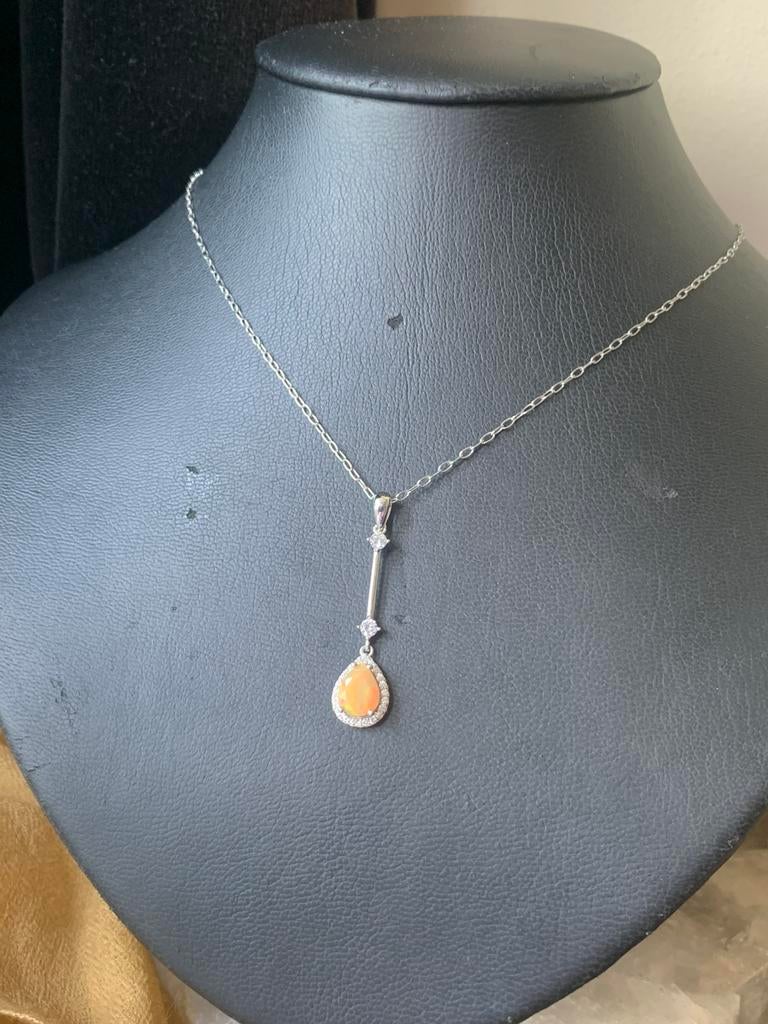 Vuuropaal opaal edelopaal hanger geluk welvaart power, Nieuw, Oranje, Ophalen of Verzenden, Met edelsteen