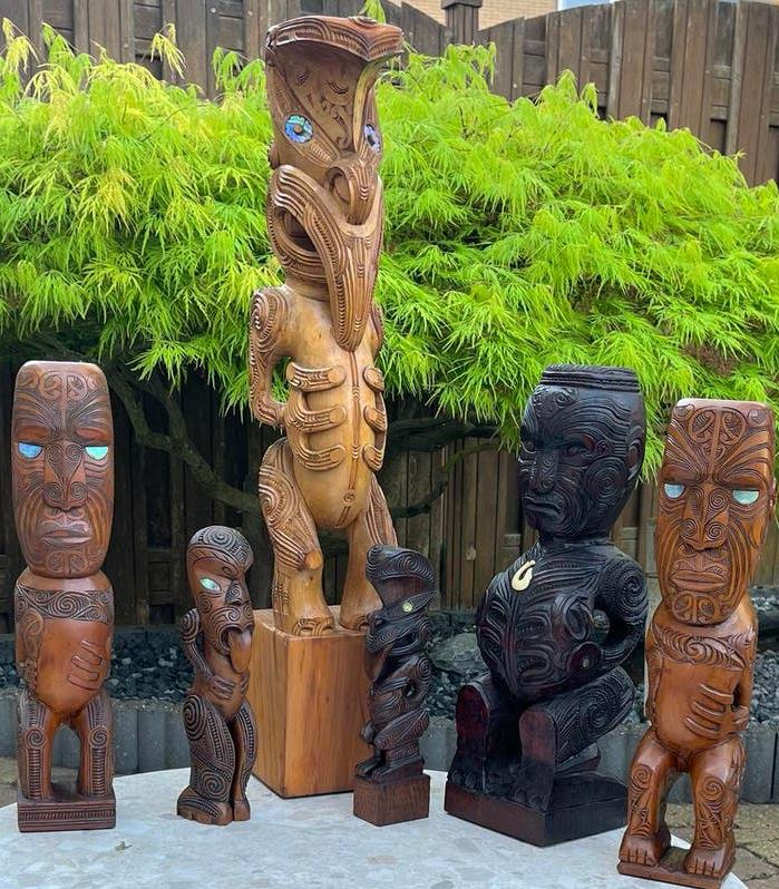 Maori houtsnijwerk Nieuw Zeeland New Zealand Tiki Rotorua NZ, Antiek en Kunst, Kunst | Beelden en Houtsnijwerken, Ophalen of Verzenden