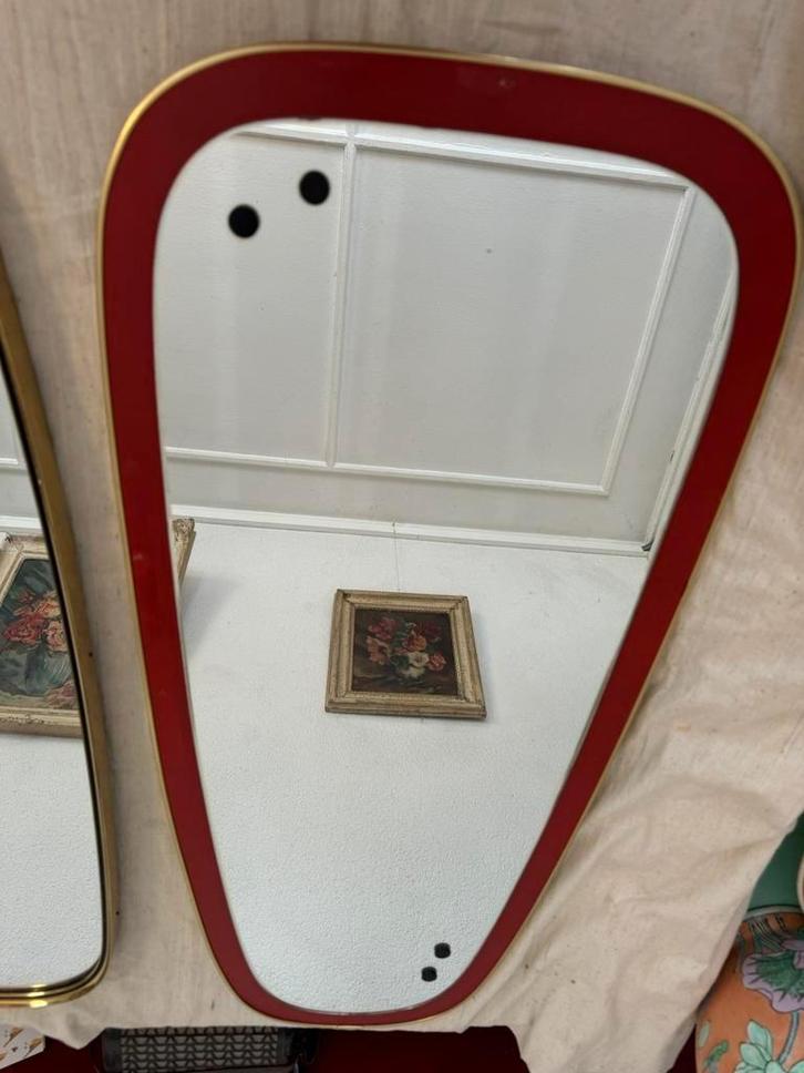 Spiegel met Goudrand, fifties,sixties,Rockabilly,vintage, Huis en Inrichting, Woonaccessoires | Spiegels, Gebruikt, Minder dan 50 cm