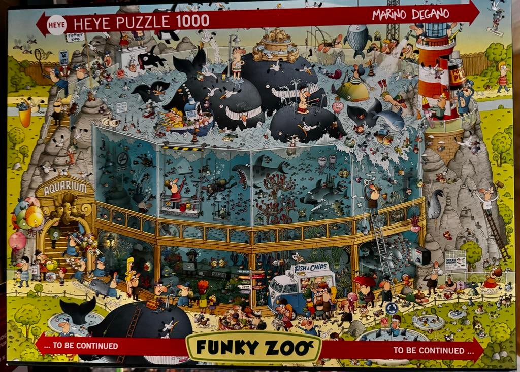 Heye Funky Zoo Aquarium puzzel 1000 stukjes, Ophalen of Verzenden, Meer dan 50 stukjes, Gebruikt, 6 jaar of ouder
