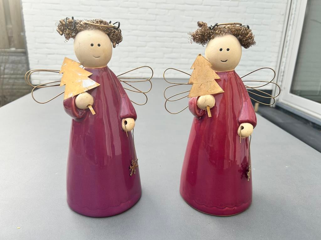 2 Aardewerk Engeltjes - Ketstdecoratie, Ophalen of Verzenden, Zo goed als nieuw