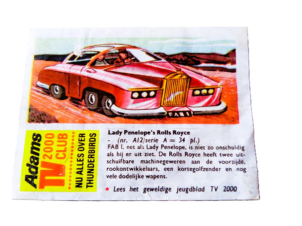 thunderbirds nr.A.12 1966 adams serie/ Penelope rolls royce, Ophalen of Verzenden, Gebruikt, Tv, Foto of Kaart
