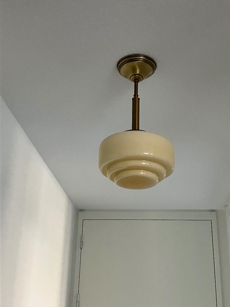 Hanglamp, Huis en Inrichting, Lampen | Kroonluchters, Ophalen, Zo goed als nieuw, Glas, Klassiek