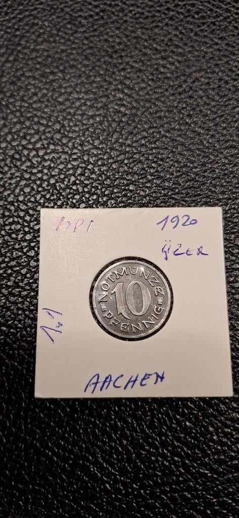 Duits notgeld 10 pfennig 1920 Aachen ijzer, Ophalen of Verzenden, Duitsland