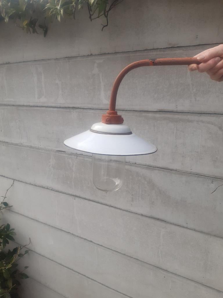 4 boerderijlampen, stallampen, kleermakerslampen, emaille ka, Ophalen of Verzenden