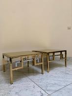 Belgochrom bijzettafels met verguld blad, Ophalen, Minder dan 45 cm, Gebruikt, Metaal of Aluminium